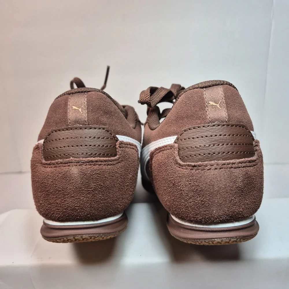 PUMA Women's Bella Donna SD Brown/White Suede Low Top Lace Sneaker 8.5